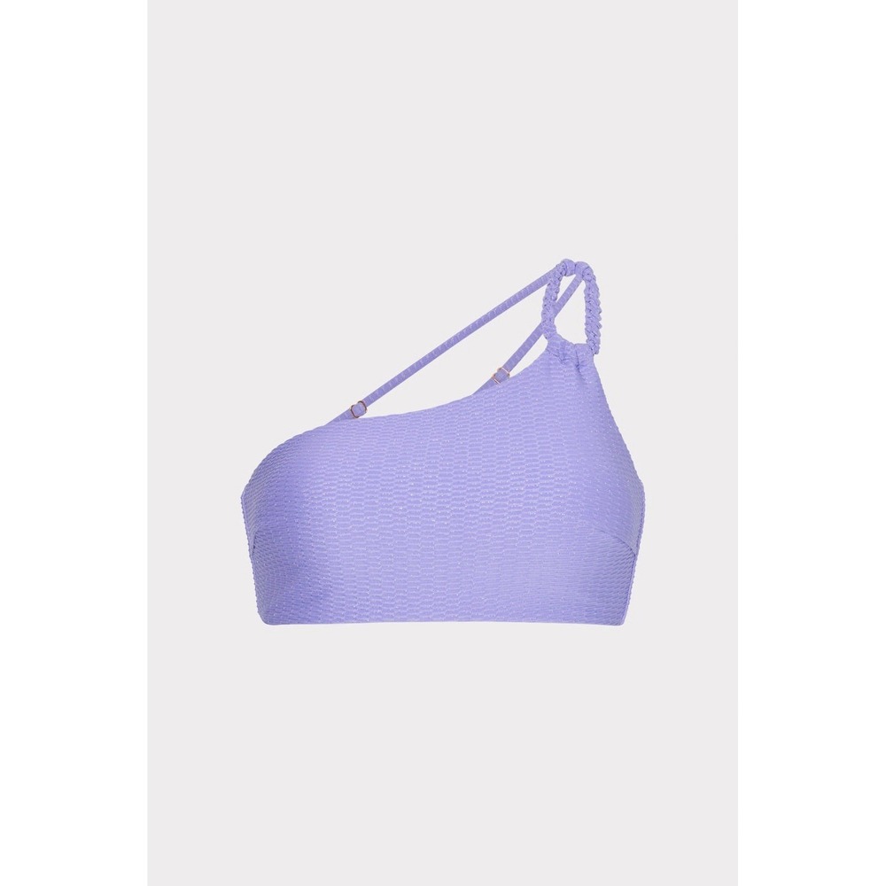 Milly Shimmer Texture One Shoulder Bandeau Top Swimsuit. NWT Sz  S‎